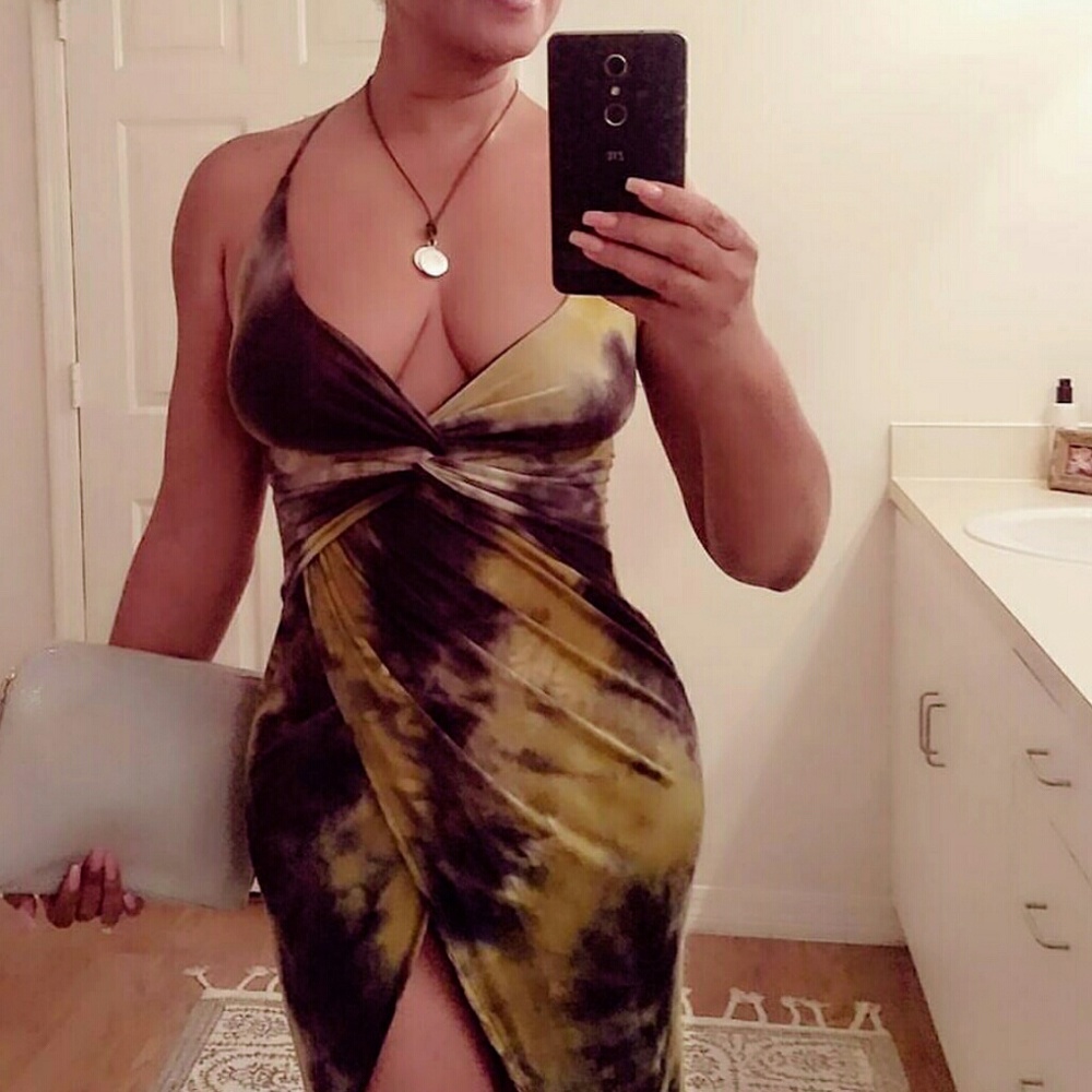 Tie Dye Shades of Olive Dress